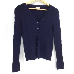 Maison Jules Navy Blue Ribbed V-Neck Cardigan